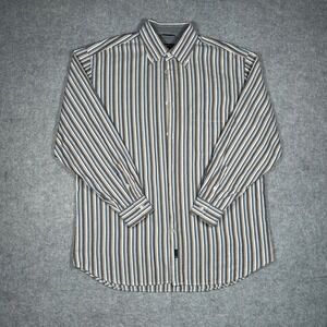 Zegna Sport Button Down‎ Shirt Mens XXL Grey Vertical Stripe Cotton Designer